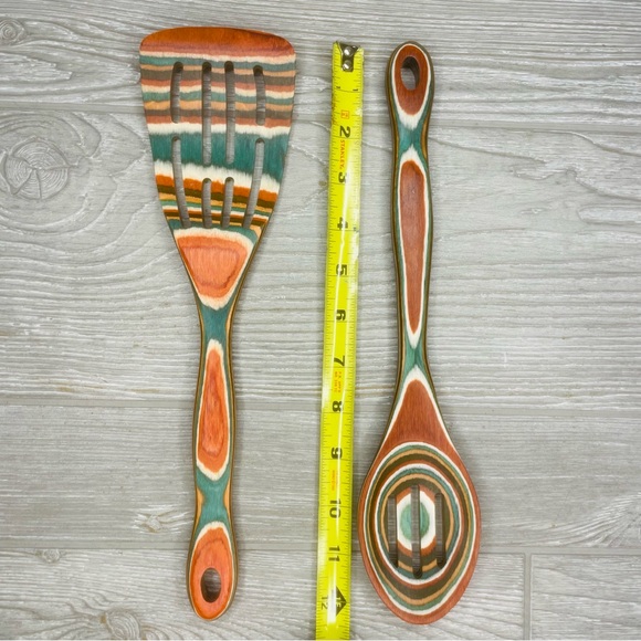 Pakkawood Turner Slotted Turner and Spoon red and green wood kitchen utensils - Picture 6 of 10